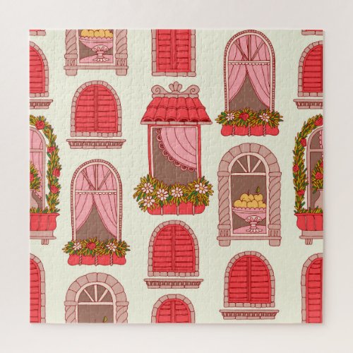 Vintage Windows Architectural Pattern Charm Jigsaw Puzzle