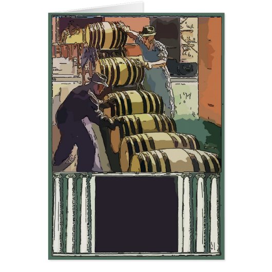 Vintage Wine Barrell edit text Cards (Front)