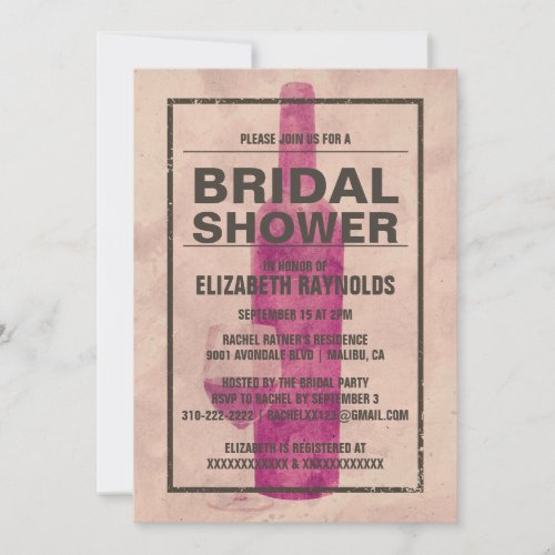 Vintage Wine Bottle Bridal Shower Invitations