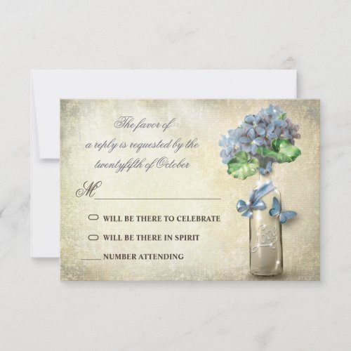 vintage wine bottle &amp; flowers wedding rsvp custom invite