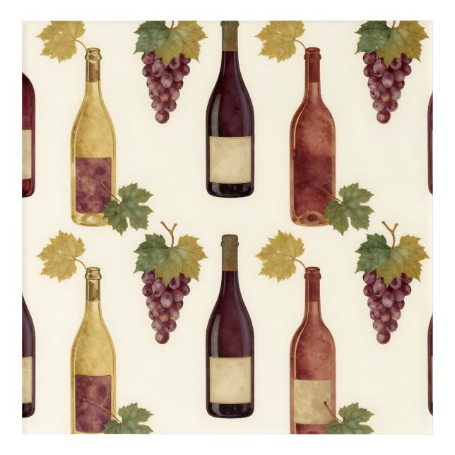 Vintage Wine Bottle Grapevine Pattern Acrylic Print (Front)