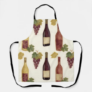 Vintage Wine Bottle Grapevine Pattern Apron