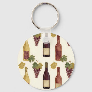 Vintage Wine Bottle Grapevine Pattern Keychain