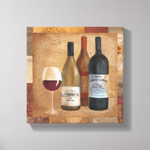 Vintage Wine Bottles and Wine Glass Canvas Print