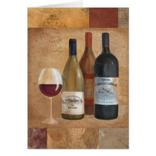 Vintage Wine Bottles and Wine Glass Cards