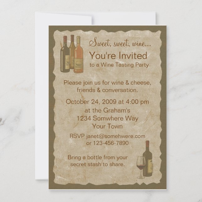 Vintage Wine Bottles Invitation (Front)
