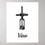 Vintage Wine Corkscrew Vino Art Print at Zazzle