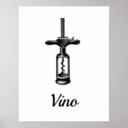 Vintage Wine Corkscrew Vino Art Print