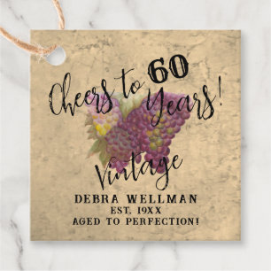 Vintage Wine Country 60th Birthday Cheers to 60 Favor Tags