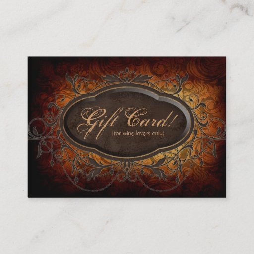 Customizable Vintage Wine Gift Card Certificate Leaves Business Cards
