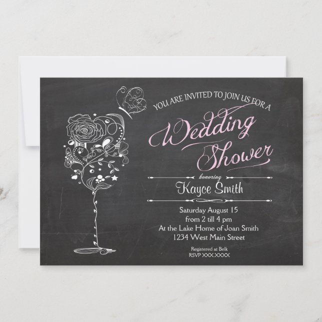 Vintage Wine Glass Bridal Shower INvitation (Front)