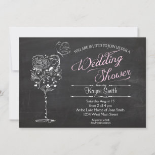 Vintage Wine Glass Bridal Shower INvitation