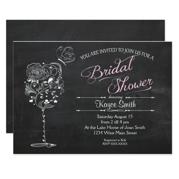 Vintage Wine Glass Bridal Shower INvitation