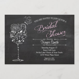 Vintage Wine Glass Bridal Shower INvitation