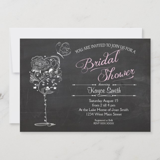 Vintage Wine Glass Bridal Shower INvitation (Front)