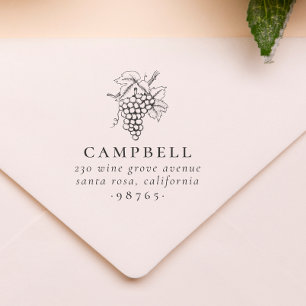 Vintage Wine Grapes Family Name Return Address Self-inking Stamp