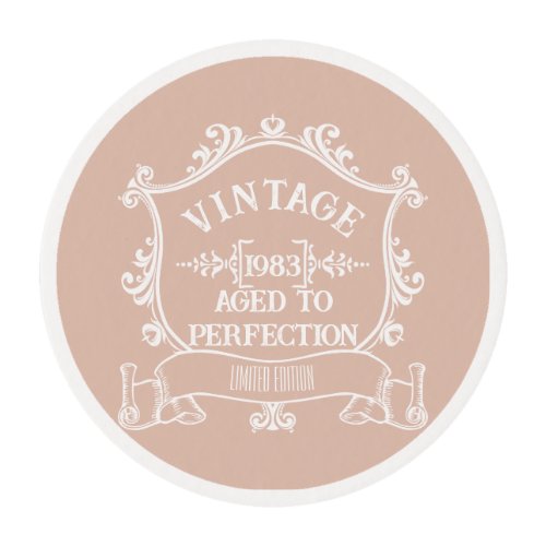 Vintage Wine Label Aged to Perfection Birthday Edible Frosting Rounds