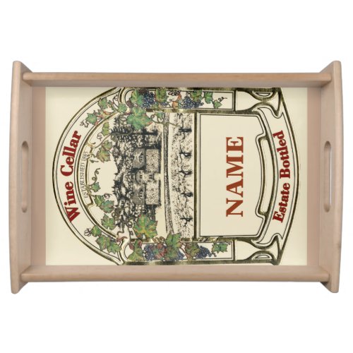 Vintage Wine Label Cellar Sign Serving Tray