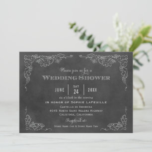 Vintage Wine Label Chalkboard Wedding Shower Invitation
