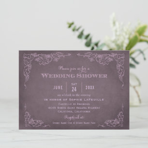 Vintage Wine Label Dusty Plum Wedding Shower Invitation