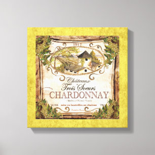 Vintage Wine Label Wrapped Canvas Print