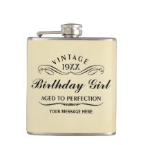 Vintage Wine Person Funny Birthday Flask