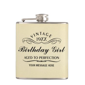 Vintage Wine Person Funny Birthday Flask by giftcy at Zazzle