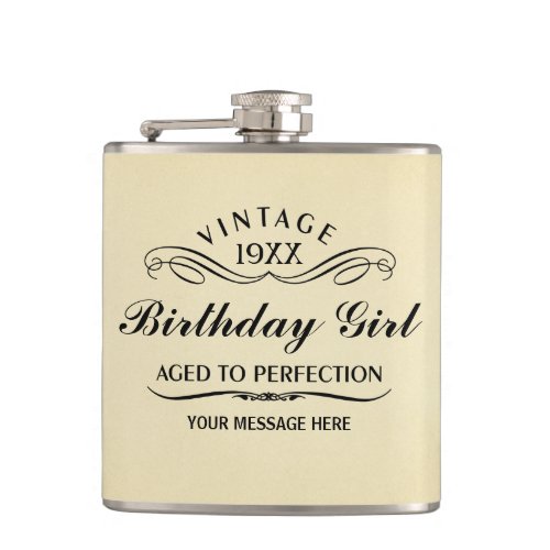 Vintage Wine Person Funny Birthday Flask