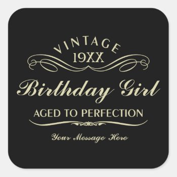 Vintage Wine Person Funny Black Birthday Sticker by giftcy at Zazzle