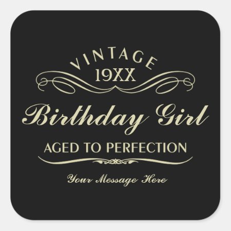 Vintage Wine Person Funny Black Birthday Sticker
