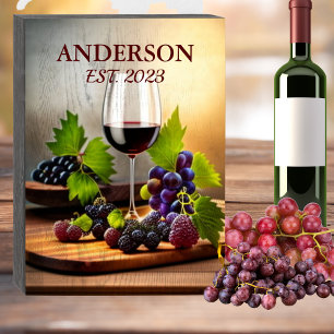 Vintage Wine with Fruit Wooden Box Sign