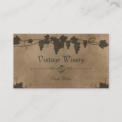 Vintage Winery Business Card - Grape Vine Wine