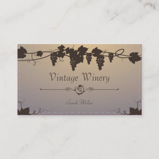 Customizable Vintage Winery Business Card - Grape Vine Wine