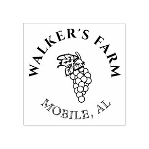 Vintage winery grapes monogram Stamp