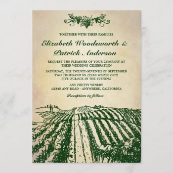 Vintage Winery Tuscan Vineyard Wedding Invitations by natureprints at Zazzle