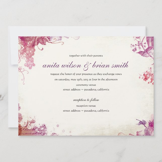 Vintage Winery Wedding Invitation (Front)