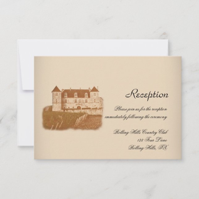 Vintage Winery Wedding Reception Invitation (Front)