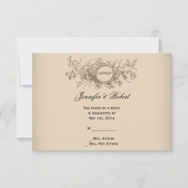 Vintage Winery Wedding Response Card (Front)