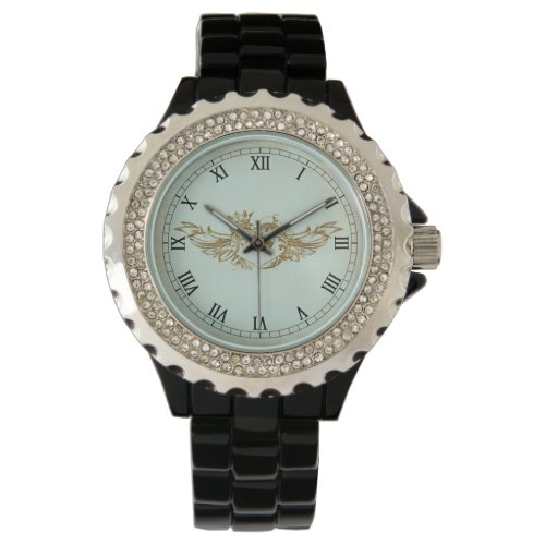 Vintage Winged Heart Aqua Cream Watch