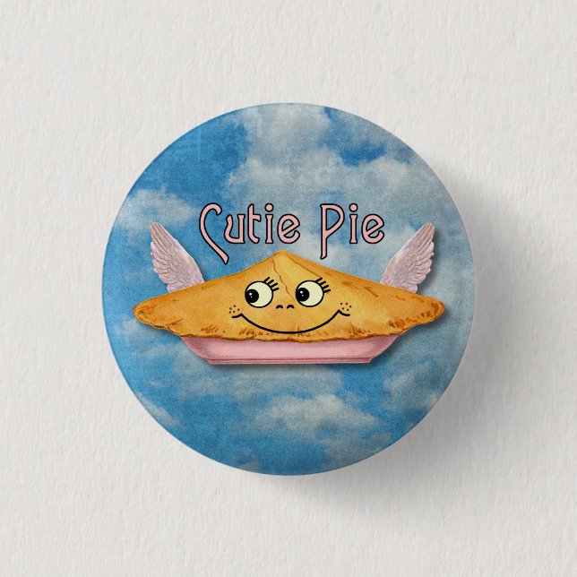 Vintage Winged Pie in the Sky Button (Front)