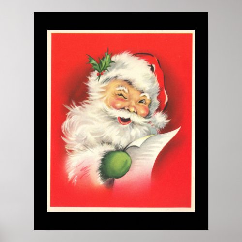 Vintage Winking Jolly Santa Claus _ Poster