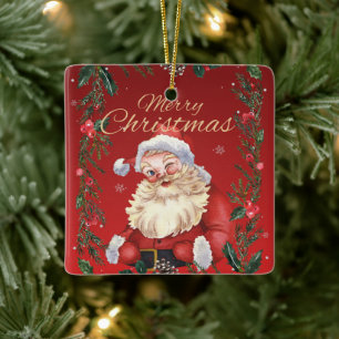 Vintage Winking Santa Christmas Ornament