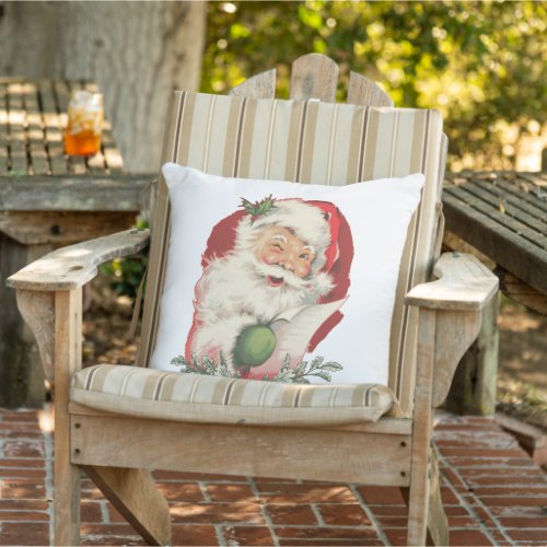 Vintage Winking Santa Claus Christmas  Outdoor Pillow