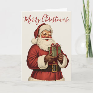 Vintage Winking Santa Claus Retro Christmas Holiday Card