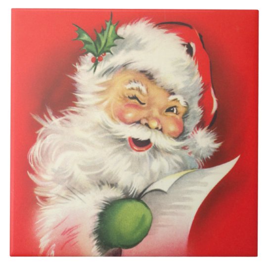 Vintage Winking Santa Claus Tile | Zazzle.com