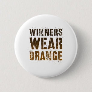 Vintage Winners Wear Orange Summer Camp War Game T Button