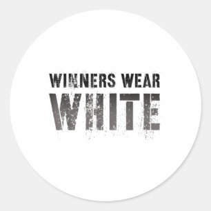 Vintage Winners Wear White Summer Camp Team Color Classic Round Sticker