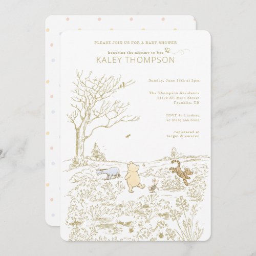 Vintage Winnie the Pooh 100 Acre Wood Baby Shower Invitation