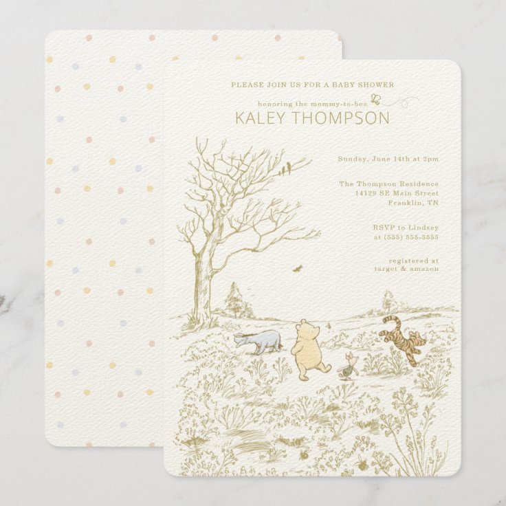 Vintage Winnie the Pooh 100 Acre Wood Baby Shower Invitation Zazzle