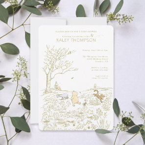 Vintage Winnie the Pooh 100 Acre Wood Baby Shower Invitation